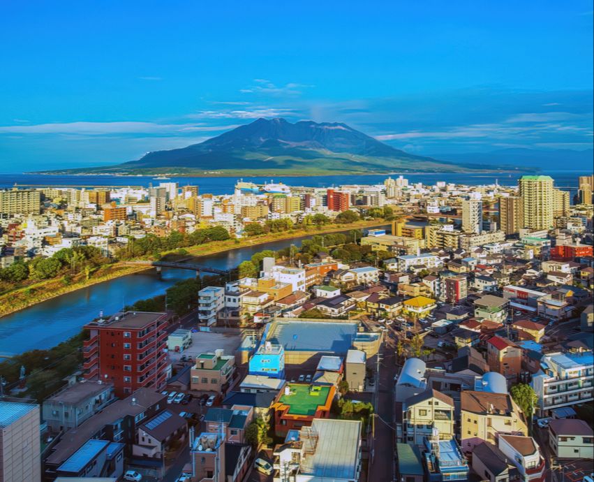 甲突川と桜島